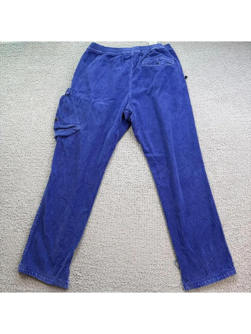 Stone Island Blue Corduroy Cargo Pants W38 Drawstring Wide Wale Made In Romania